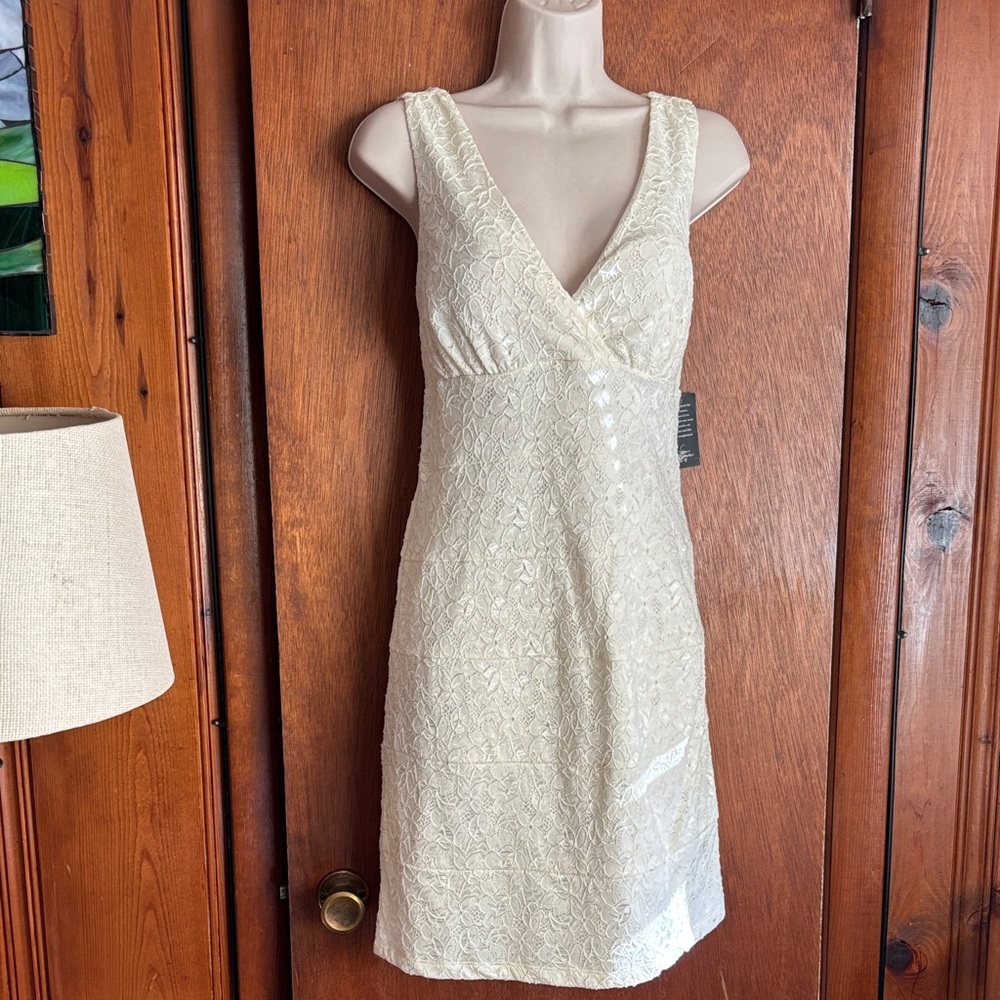 Valerie Bertinelli Ivory Floral Lace Dress size 12 new